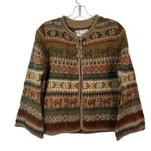 Inka Tradition Baby Alpaca‎ Hand Made Peru Fair Isle Llama Knit Cardigan Sweater thumbnail 1