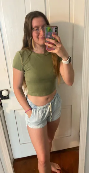 Aerie denim flowy pull on stretch shorts  thumbnail 3
