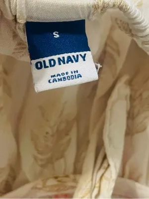 Old Navy Gold Leaf Peasant Blouse Off Shoulder Puff Sleeve Bow Back Small thumbnail 5