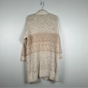 Joie Longline Oversized Chunky Cardigan Cream Fair Isle Knit L‎ thumbnail 8