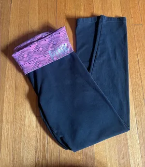 2011 Victoria’s Secret Pink Tribal Pattern Pink Fold-Over Yoga Pants, Size M thumbnail 1