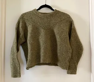 Madewell Belfiore Fuzzy Ribbed Pullover Wool Blend Sweater in Green thumbnail 3