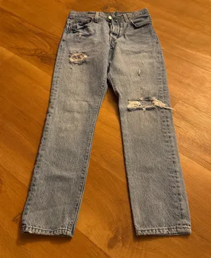 501 Levi's Waist Size 25 Length 28 Levi Strauss Denim Blue Jeans Ripped … thumbnail 1