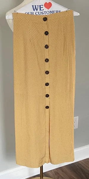 miami Mustard Polka Dot Button-Front Maxi Skirt thumbnail 1