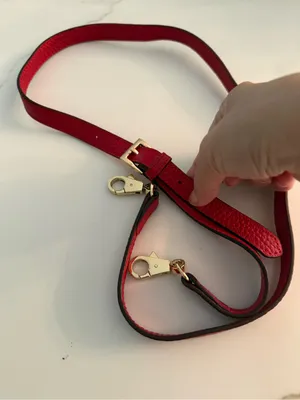 Women's Red Leather Bag Strap with Gold Hardware thumbnail 3
