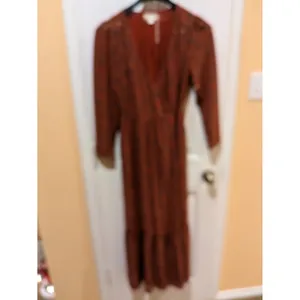 See U Soon Brown Wrap Long Midi Long Sleeve Dress Size Small thumbnail 2