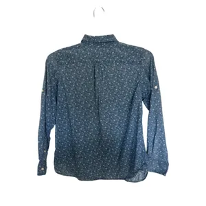 Y2K Ralph Lauren Jeans Co Floral Chambray Cotton Shirt Roll Tab Sleeve M Praire thumbnail 2