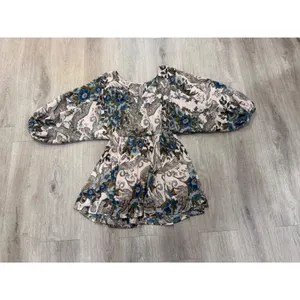 Free People Paisley Floral Mini Dress Small Boho Balloon Sleeve Fall Cottagecore thumbnail 5