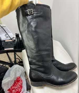 FRYE Pippa Black Back Zip Tall Leather Boots Sz 6.5 thumbnail 5