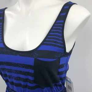 Roxy sleeveless black blue striped tank dress thumbnail 3