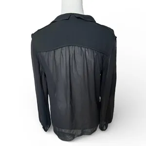 Aritzia Babaton Liberty black blouse necktie button down silk professional work thumbnail 5