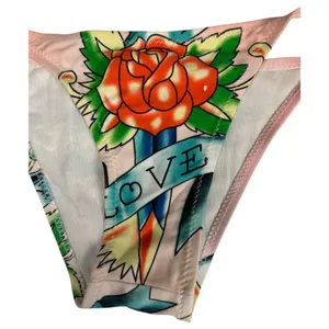 Ed Hardy Vintage 90s Love Floral Tattoo String Triangle Bikini Set Size Small thumbnail 5