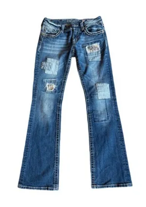 Miss Me JE544OBL Boot Dark Wash Patchwork Sequin Bootcut Jeans Size 29 Women's thumbnail 1