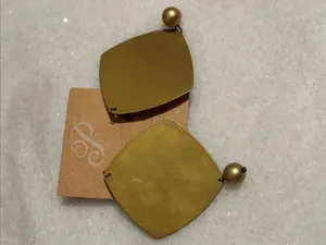Plunder Mally Floral Statement Dangle Earrings in White, Green, Red & Gold New thumbnail 4