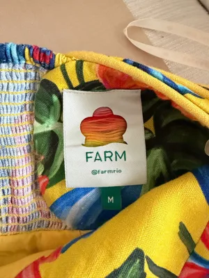 Farm Rio yellow tropical bright nature linen halter dress thumbnail 3