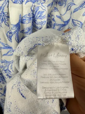 For love and lemons Maisie midi dress linen blend white blue size large thumbnail 6