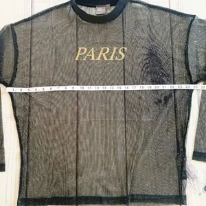 ASOS Sheer‎ Sparkly Long Sleeve See Through Paris Top Size Small Oversized Disco thumbnail 7