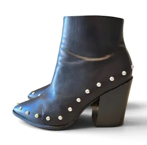 Nasty Gal Charlie Black Studded Bootie thumbnail 1