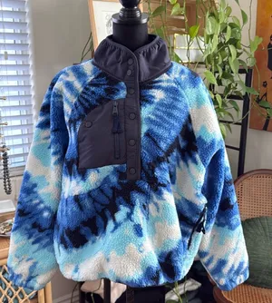 Free People Movement Rocky Ridge Ocean Tie Dye Combo Pullover Fleece Jacket thumbnail 1