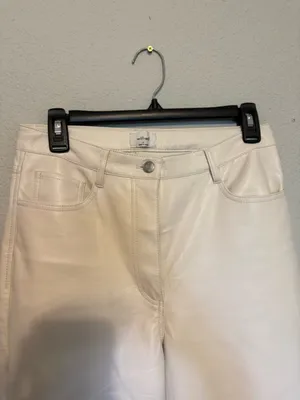 ARITZIA | Wilfred Melina Faux Leather Cream High-Waist Straight Leg Pants - 6 thumbnail 6