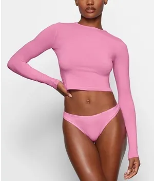SKIMS New Vintage Long Cropped Sleeve T-Shirt | Pink | Size S thumbnail 1