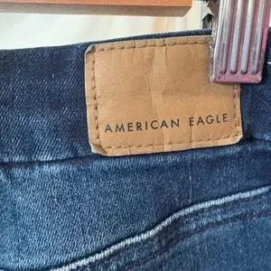 American Eagle Jeans Next Level Stretch High Rise Distressed Dark Wash Denim 8Rg thumbnail 7