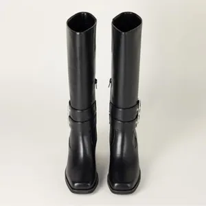 The Drop Women's Sage Tall Biker Boot with Buckles, Black, NWT size 7.5 thumbnail 4