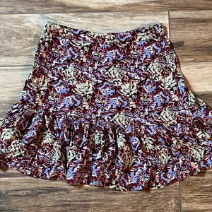 Free people purple floral ruffled mini skirt thumbnail 5