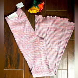 American Eagle Pink Flare High Waisted Pants Regular thumbnail 2