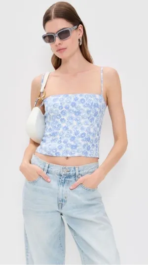 Reformation Overland Top Blue Daisy Size 8 thumbnail 1
