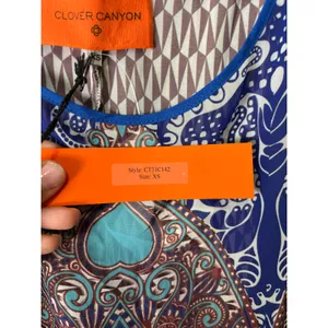 Clover Canyon Flower Power‎ Blouse XS Blue Paisley Scarf Print Indie New thumbnail 8