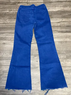 ZARA Women’s Blue High Rise Flare Jeans Raw Hem Size 10 EUR 42 thumbnail 4