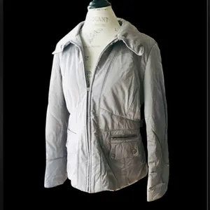 Mossimo Gray Silver Satin Like Quilted Puffer Jacket Coat Sz XL thumbnail 2
