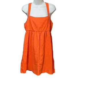 Rhythm Womens Orange Cotton Empire Waist Mini Dress Square Neck Size L thumbnail 3