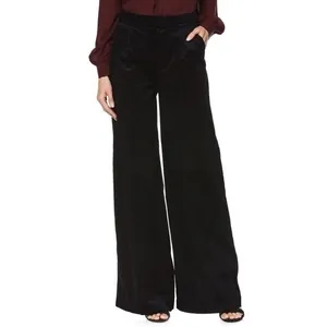 PAIGE Tinesha Corduroy Wide Leg High Rise Pants Solid Black Stretch Size 10 thumbnail 5