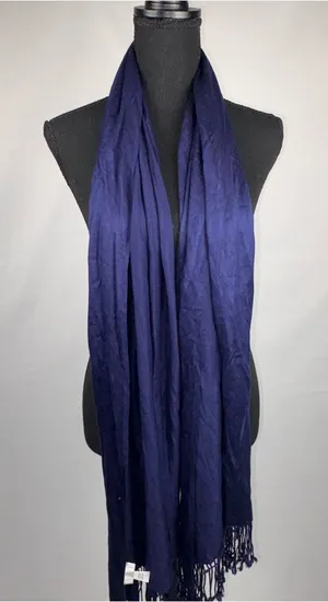 Navy Long Fringe Scarf - Women Accessories thumbnail 1