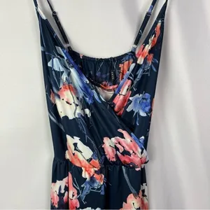 Boutique Blue & Pink Floral Wrap Front Side‎ Slit Maxi Dress 2XL thumbnail 4