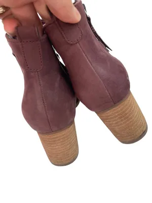 -Blondo Eve Leather Ankle Booties Boots Womens 8.5 Plum Burgundy Waterproof thumbnail 5