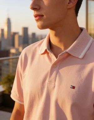Tommy Hilfiger Men's Pink Tipped Polo Shirt Size XL thumbnail 1
