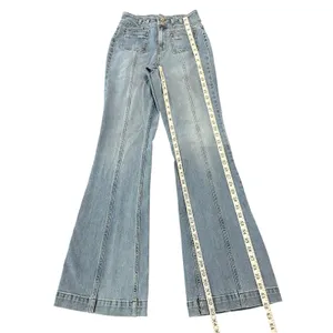 Shyanne High Waisted Flare Jeans Light Wash Seam Front Patch Pocket Western Boho thumbnail 3
