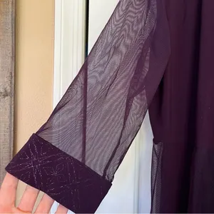 R & M Richards Vintage Open Front Top Duster Sheer Purple Long Sleeve XL Loose thumbnail 3