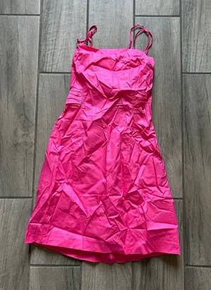 Frame Denim Hot Pink Spaghetti-Strap Mini Dress thumbnail 1