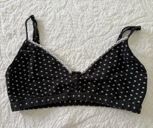 Brandy Melville Black Heart-Print Lace Trim Bralette thumbnail 1
