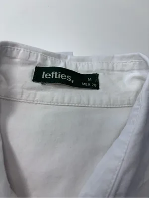 Lefties Zara Crisp White Short Cap Sleeve Button Down Cotton Blouse Size M MEX28 thumbnail 2