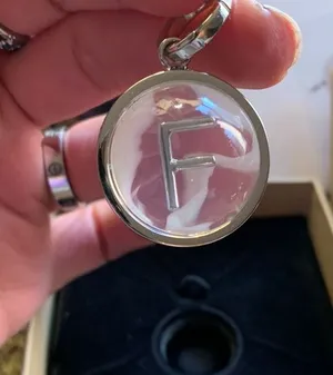 Authentic BURBERRY Silver "F" crystal ball Keychain/charm/pendant thumbnail 1