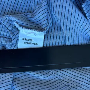 Kou Yuan Striped Button Down Shirt M Blue Pinstripe Cropped Academia Preppy Fall thumbnail 6
