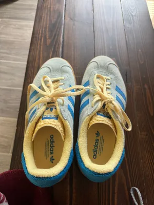 Blue and yellow platform adidas gazelle  thumbnail 4