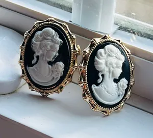 Anthropologie 14K Cameo Larger Earrings thumbnail 2