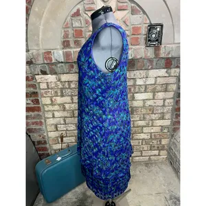 illusion dress tank tiered flutter front jacket purple blue green thumbnail 8