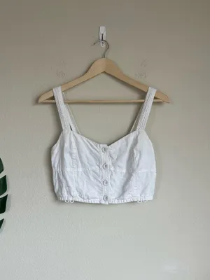 Madewell Sweetheart Linen Blend Crop Tank Top thumbnail 2